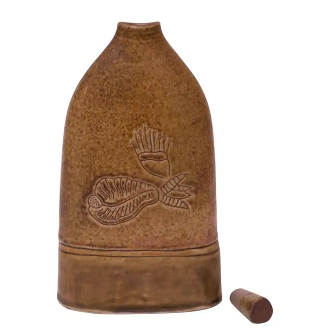 1973 Studio Ceramic Ochre Jug with Stopper Signed Pollack
