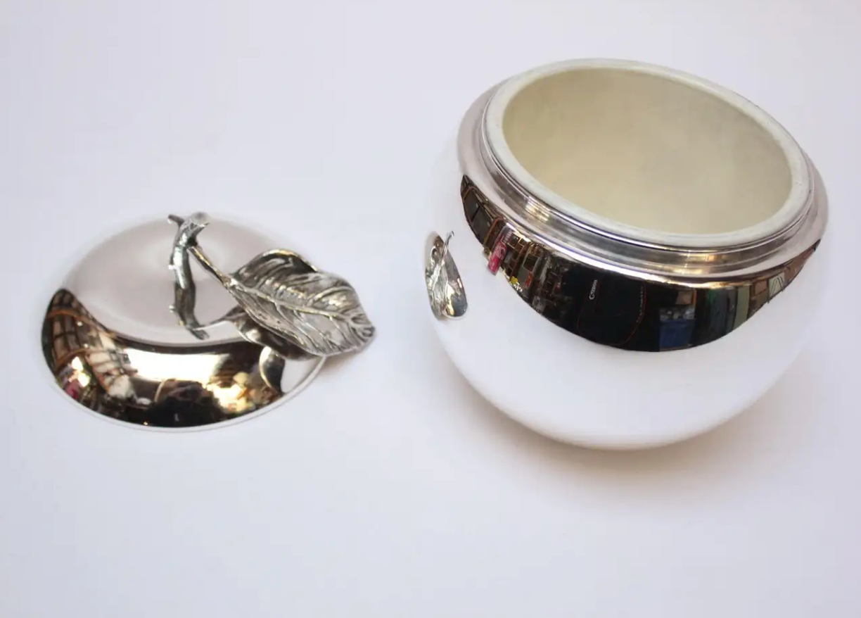 Mid-Century Italian Silver-Plated "Apple" Ice Bucket by Argenteria Teghini