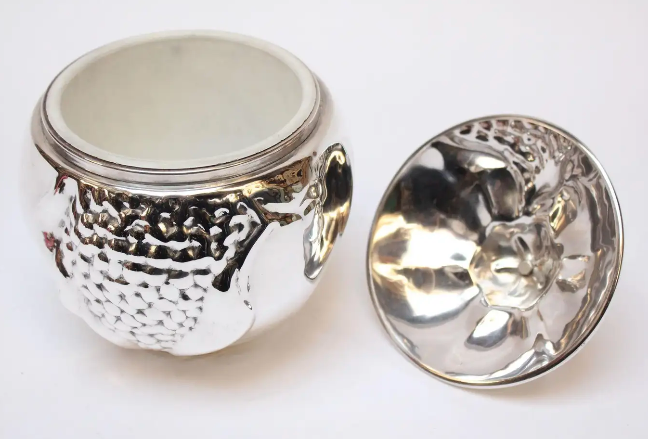Italian Modernist Silver-Plated Insulated "Pomegranate" Ice Bucket by Teghini