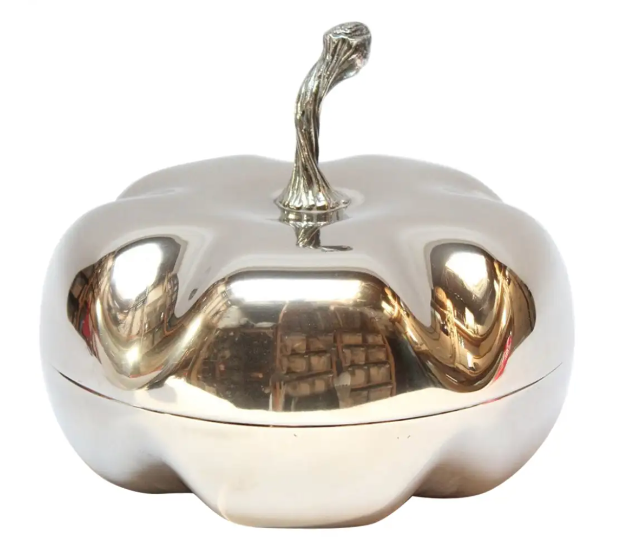 Italian Modernist Silver-Plated "Squash" Lidded Serving/Candy Dish