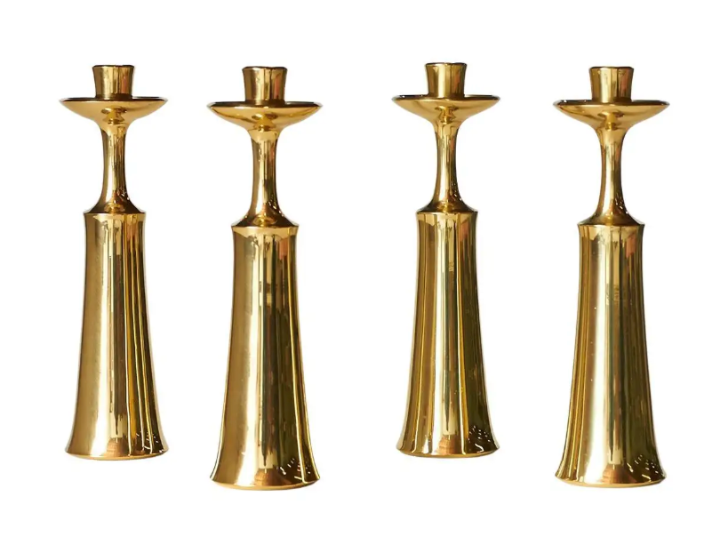 Set of Four Brass Candlesticks by Jens Quistgaard