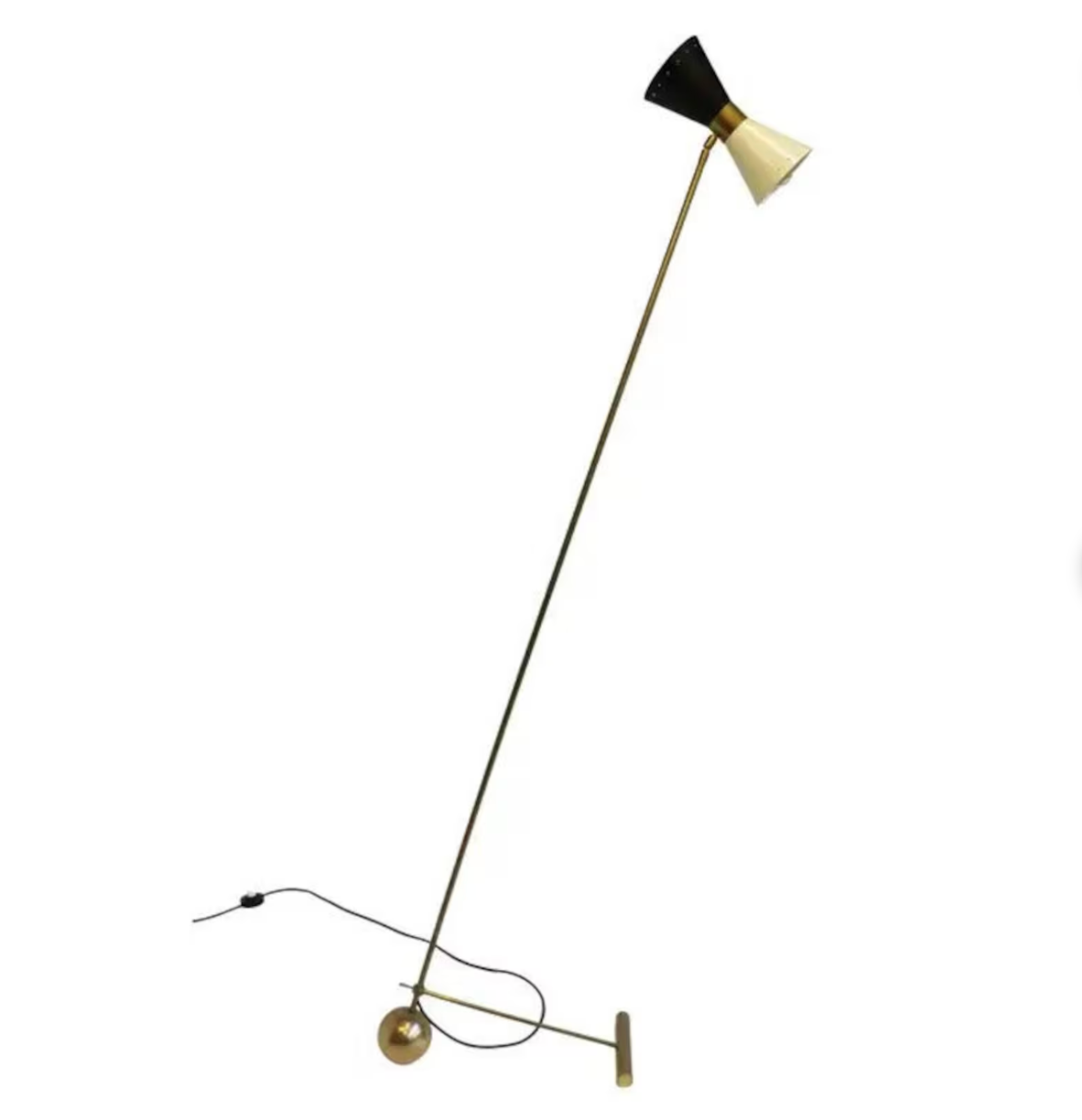 Stilnovo Re-edition of Megaphone Brass floor lamp in solid brass